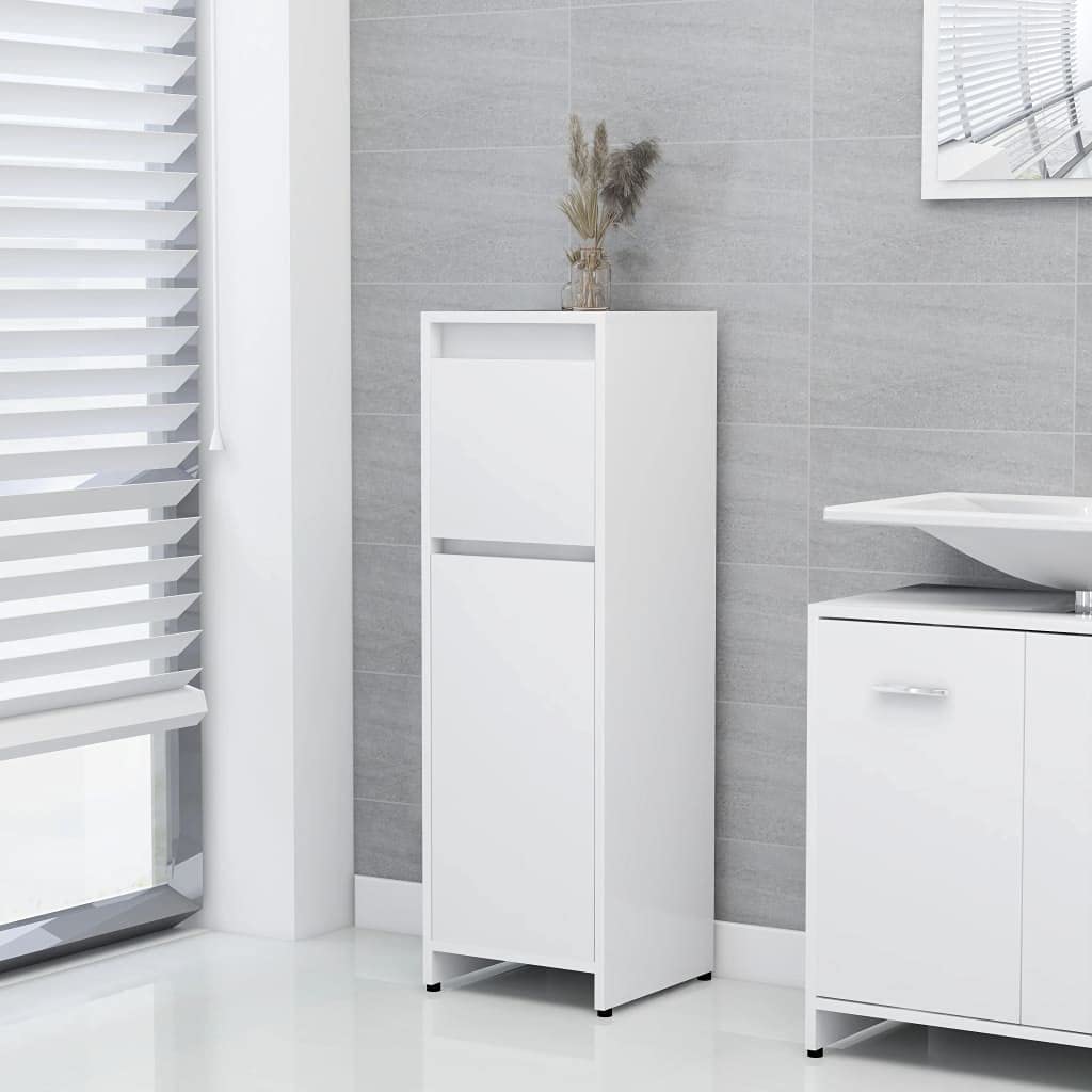 White Wooden Bathroom Storage Cabinet with 1 Drawer & 2 Shelves - Medicine Cabinet for Bathroom Organization, Bedroom & Home Decor