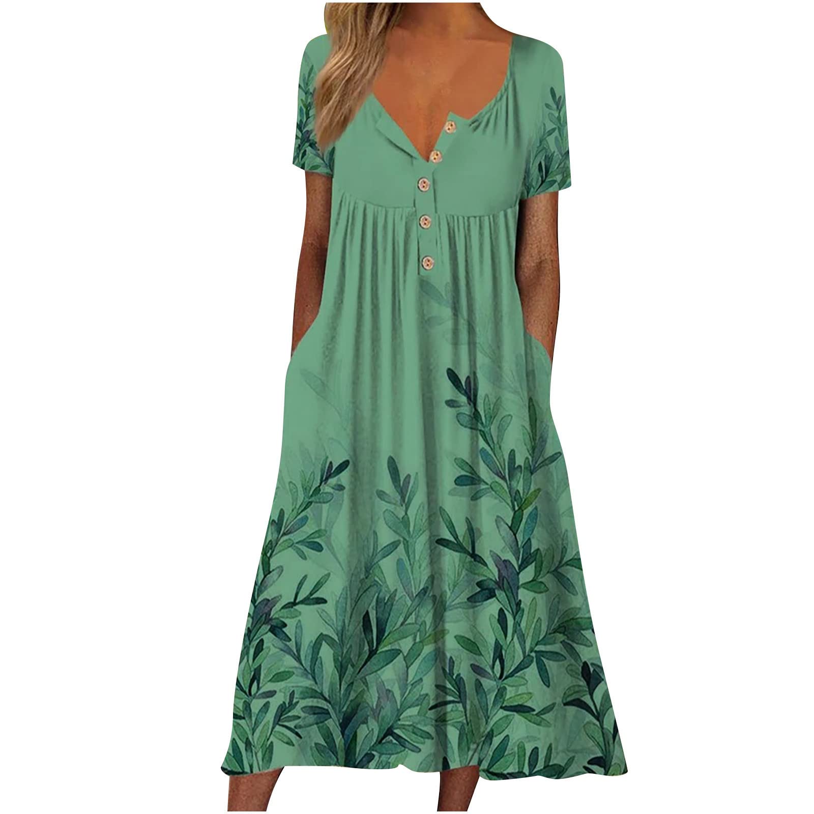 2025 Trendy Women's Summer Dresses - Casual Plus Size Floral Boho Shirt Dress with Pockets | Flowy Spring & Summer Outfits for Beach, Vacation & Everyday Wear