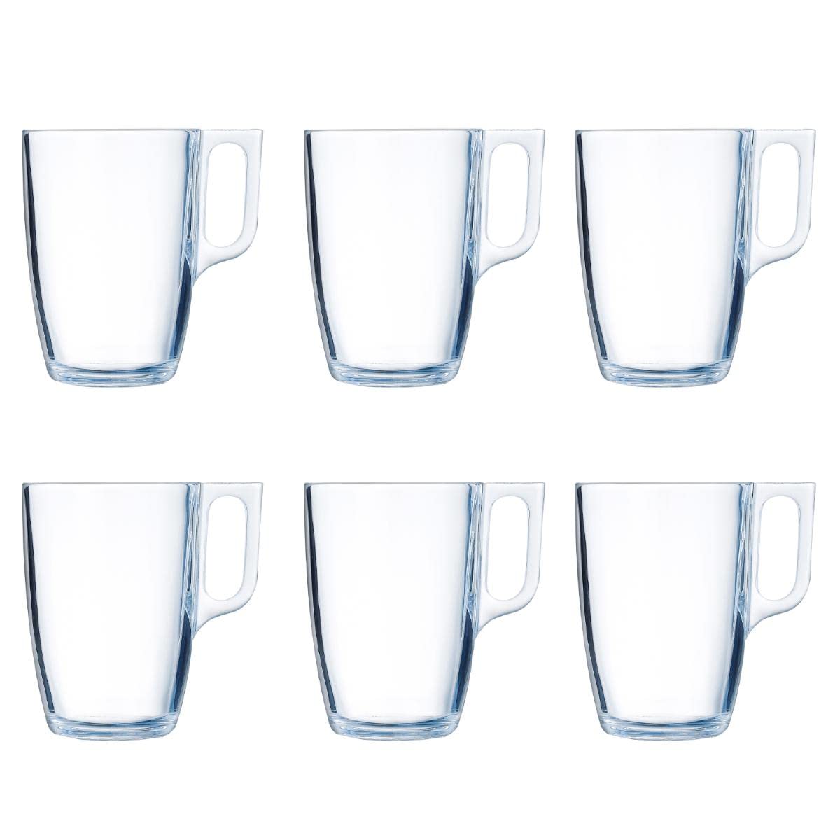Luminarc Set of 6 Black Glass Coffee Mugs - 40cl Microwave Safe Breakfast Cups for Coffee, Tea & Hot Drinks - Perfect for Home, Office & Restaurant Use
