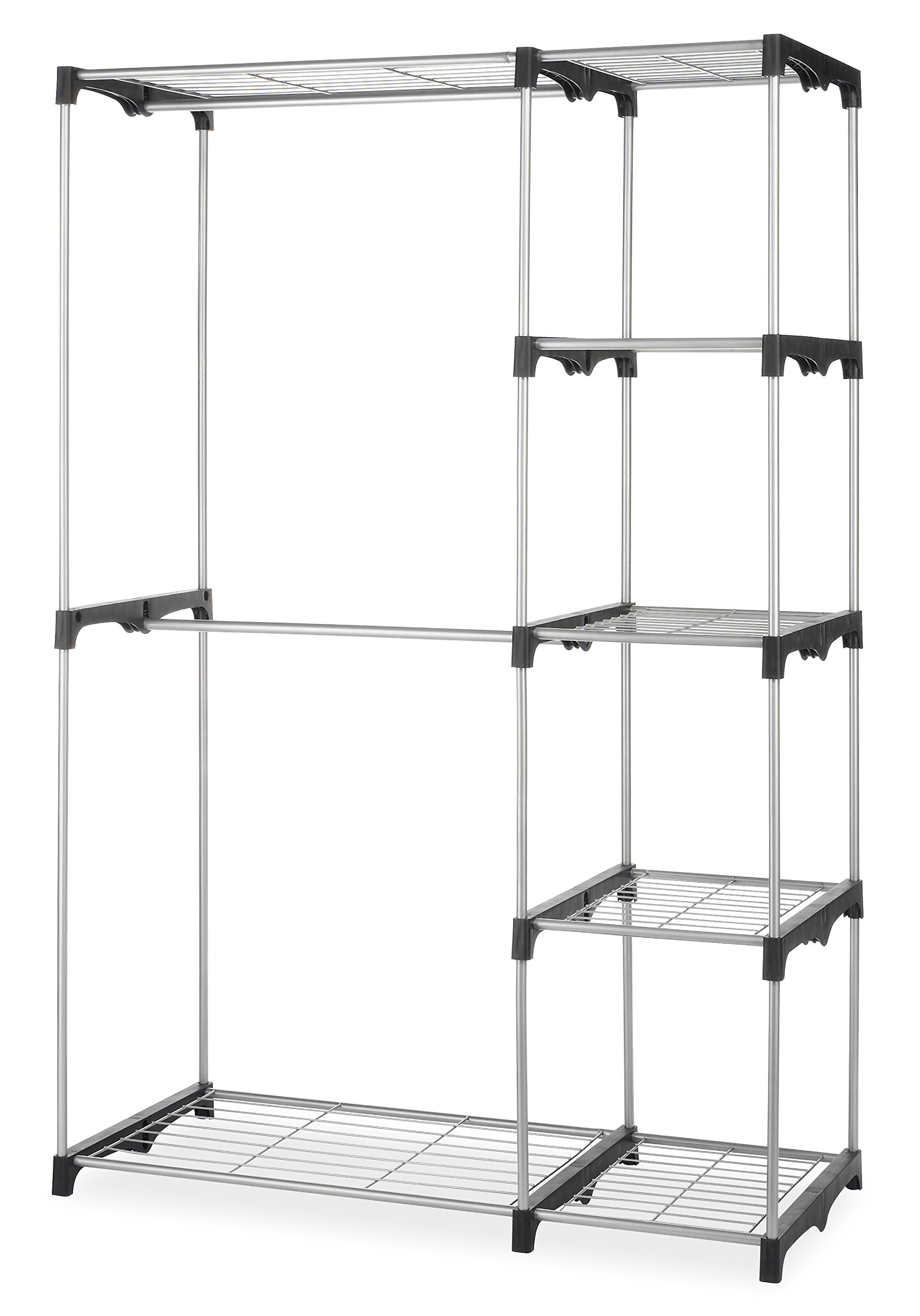 Whitmor Double Rod Freestanding Closet Organizer - Space Saving Wardrobe Storage for Bedroom, Closet & Dorm Room Organization
