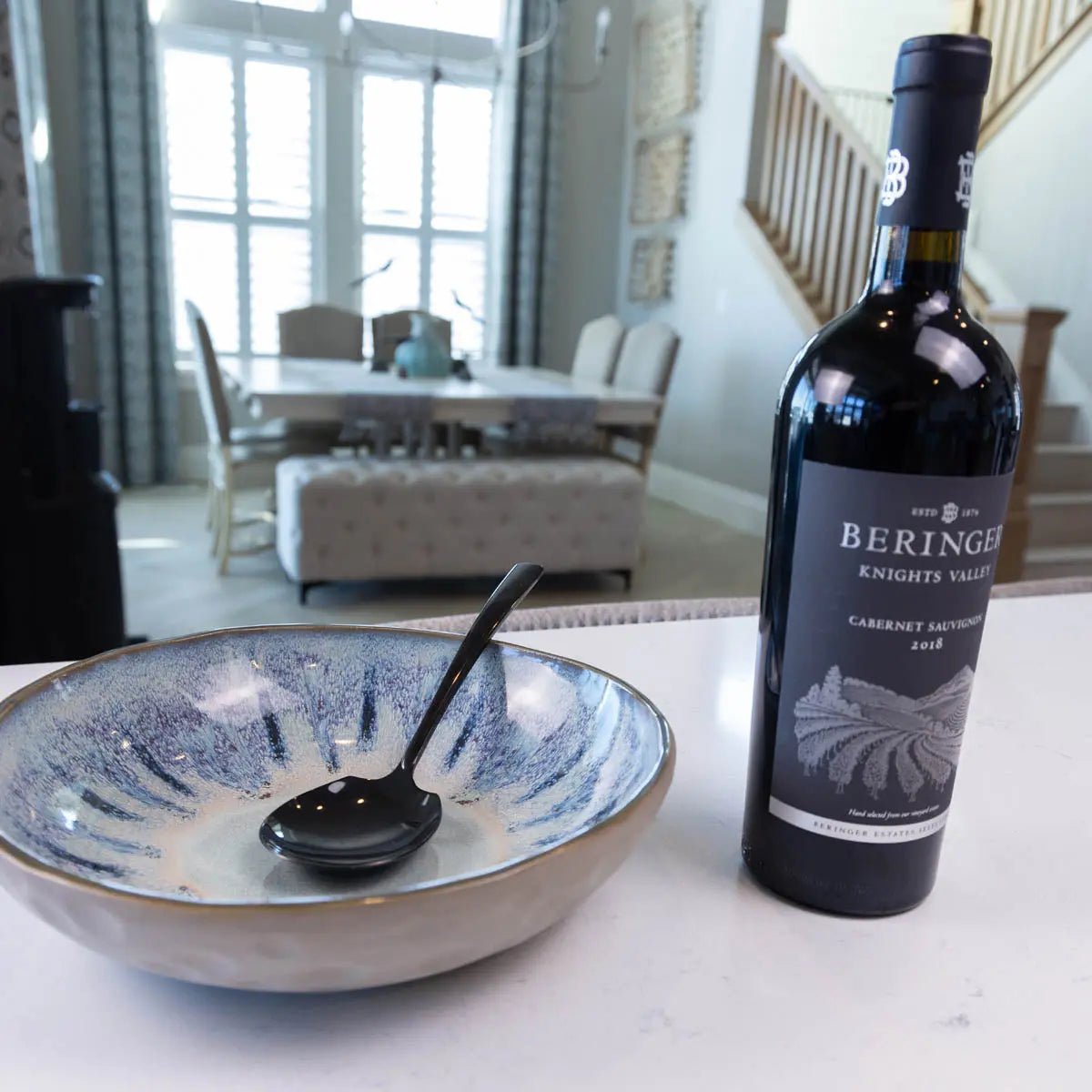 Large Gray Stoneware Serving Bowl - Handcrafted Decorative Bowl for Dining & Decor | Alchemy Collection in Blues & Creams | Perfect for Farmhouse Tables, Centerpieces & Rustic Home Decor