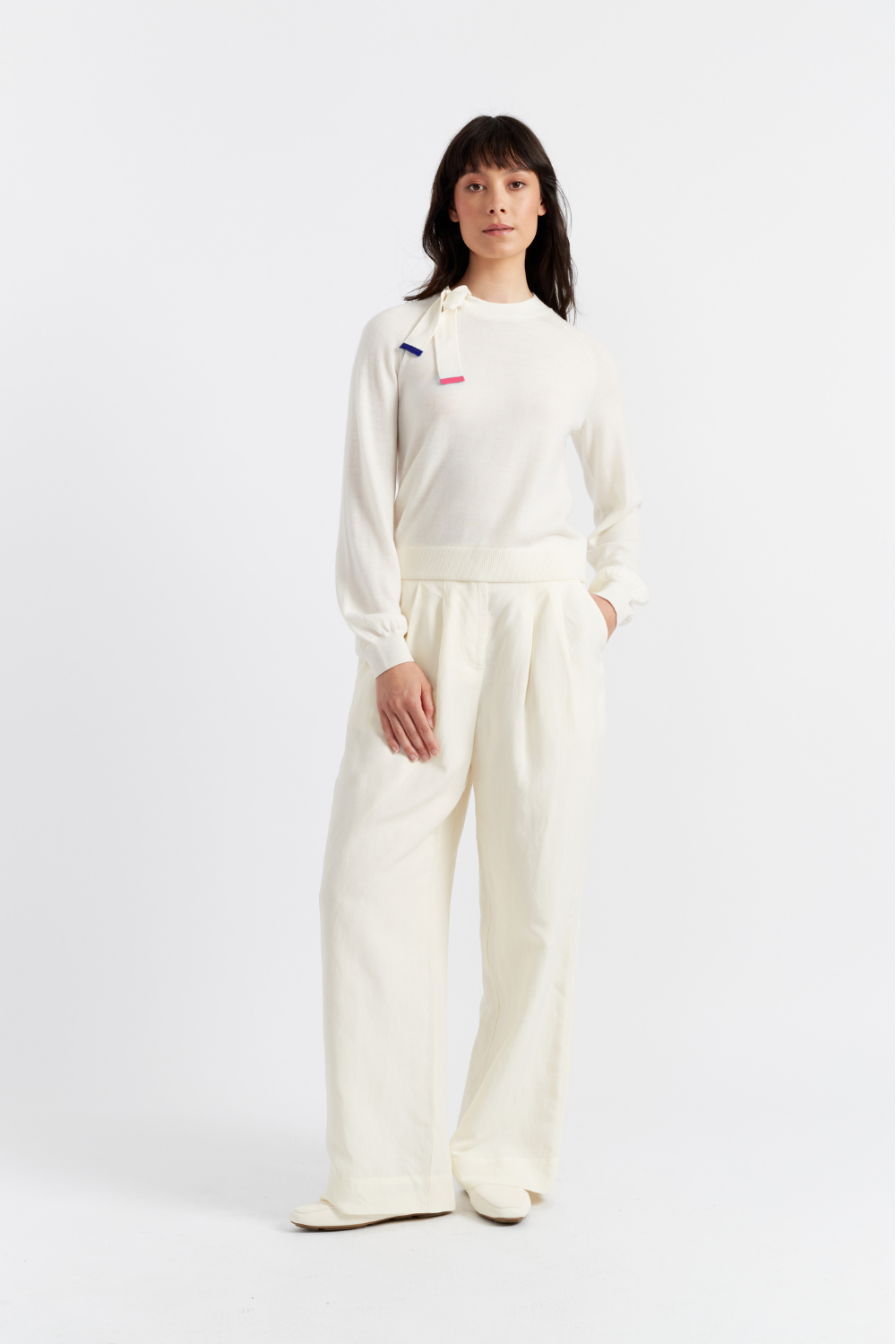 Premium Cream Merino Wool Sailor's Knot Sweater for Women - Cozy & Stylish Winter Pullover for Casual Outings & Holiday Gatherings