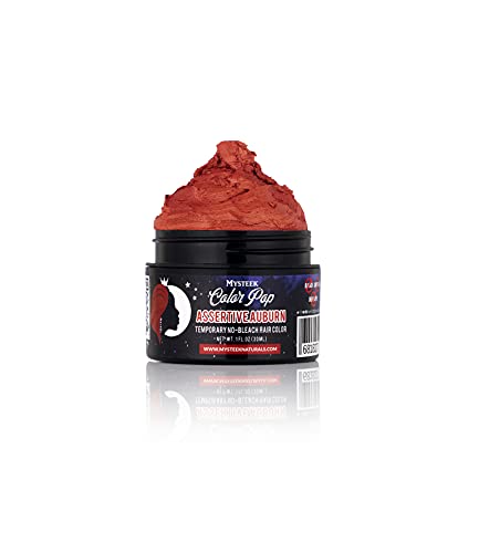 Mysteek Color Pop Temporary Hair Dye for Dark & Light Hair - No Bleach Needed, Natural Wash-Out Hair Color (1 Fl Oz, Assertive Auburn) | Perfect for Parties, Halloween, Cosplay & Daily Fashion Looks