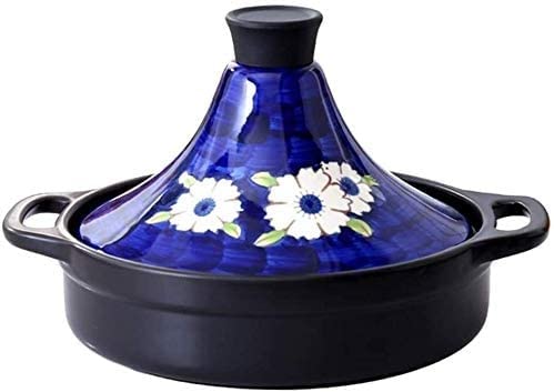 Handmade Ceramic Tagine Pot with Lid - Blue Moroccan Casserole Dish for Slow Cooking, Stews & Serving - Perfect for Home Kitchen & Authentic Ethnic Meals
