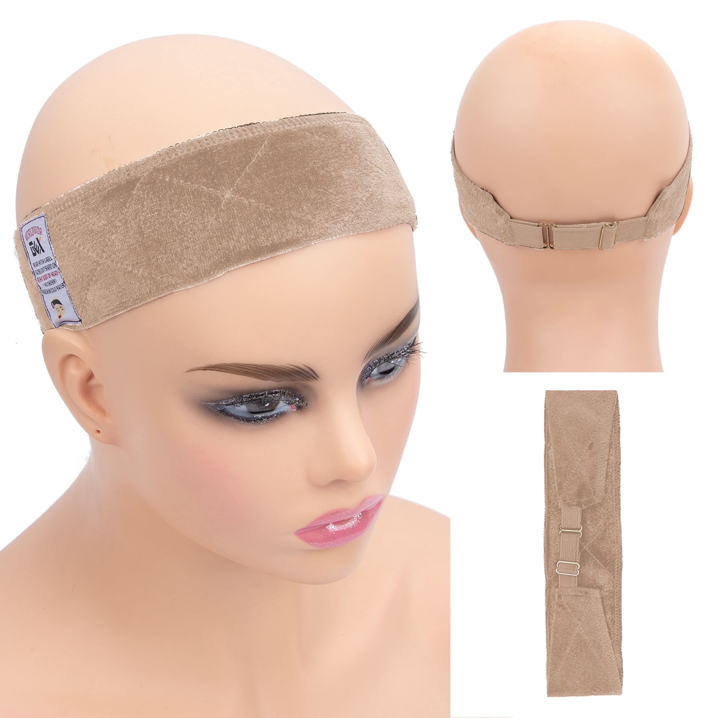 GEX Adjustable No-Slip Wig Grip Band - Elastic Velvet Wig Cap for Secure Hold (Beige) | Perfect for Daily Wear, Cosplay & Hair Loss Solutions