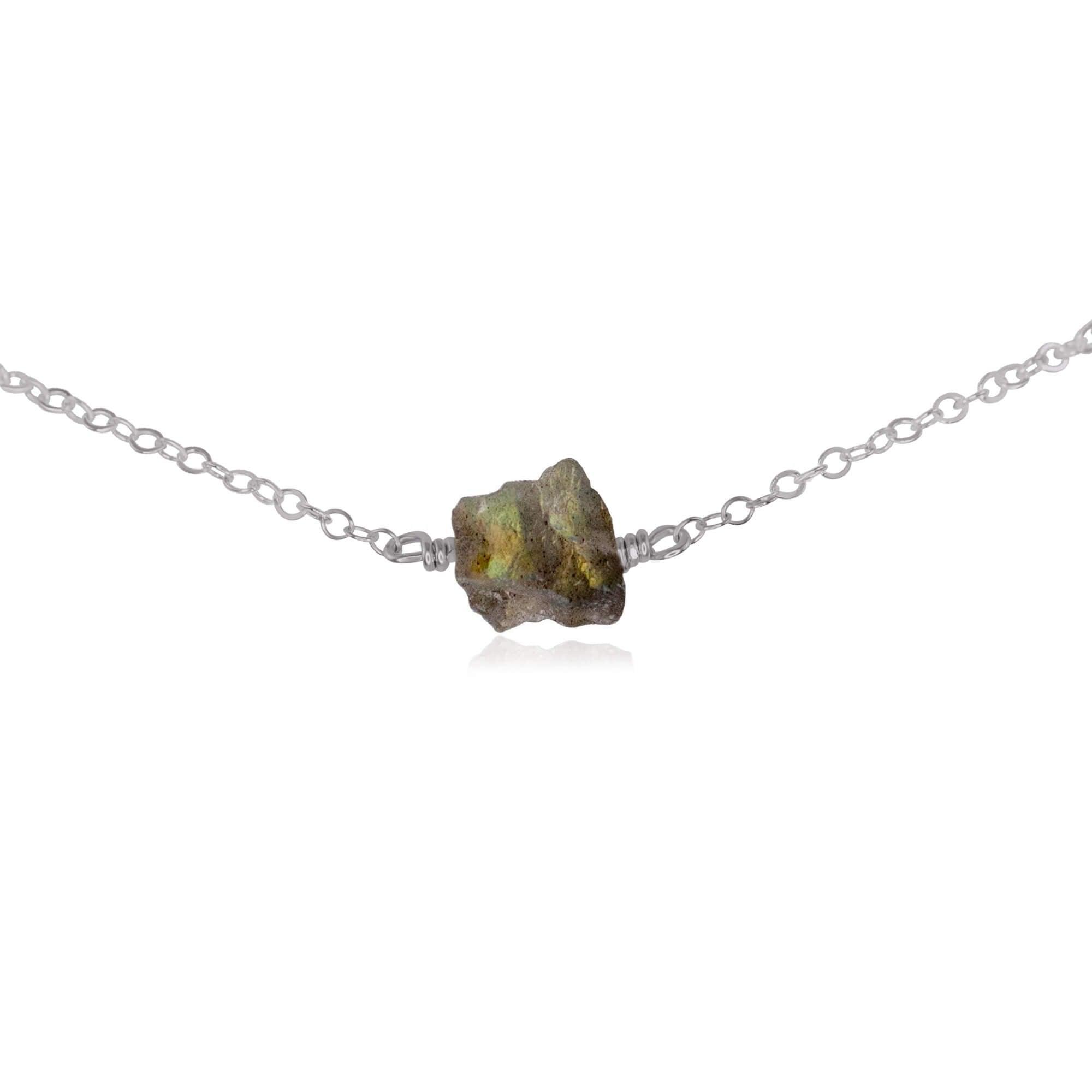 Natural Raw Labradorite Crystal Nugget Choker Necklace | Healing Stone Jewelry for Women | Perfect for Boho Fashion, Meditation & Energy Work