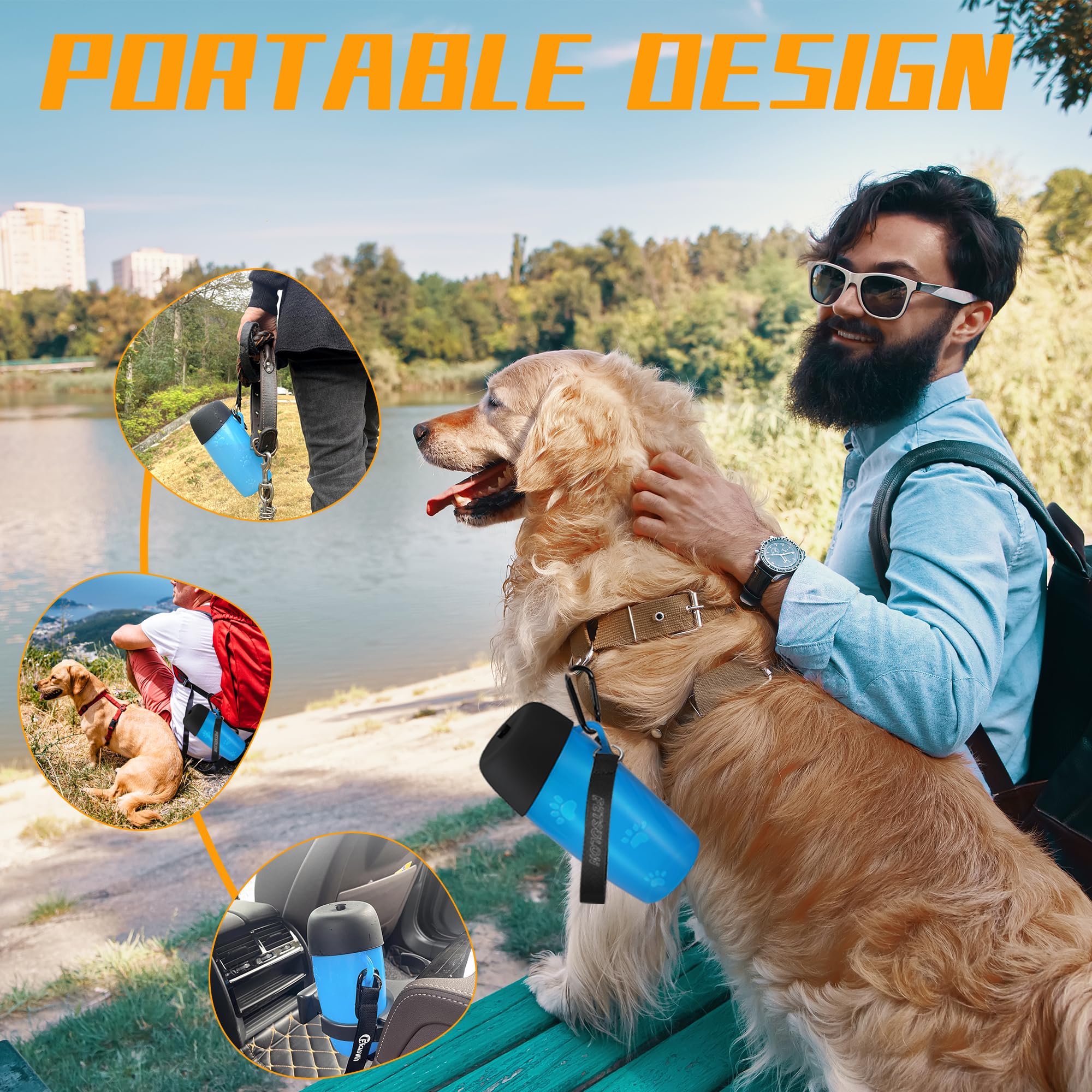 28oz Leak Proof Dog Water Bottle with Bowl - Portable Pet Water Dispenser for Travel, Hiking & Outdoor Use