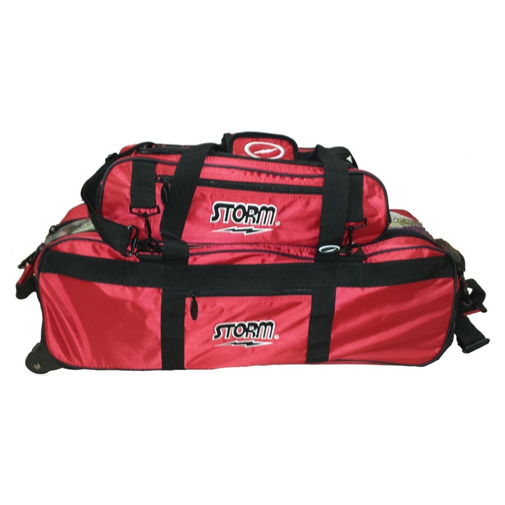 Storm Deluxe Tournament 3 Ball Tote Roller Bowling Bag - Red | Heavy Duty Rolling Bowling Ball Carrier for League & Tournament Play | Perfect for Bowling Enthusiasts & Pro Players
