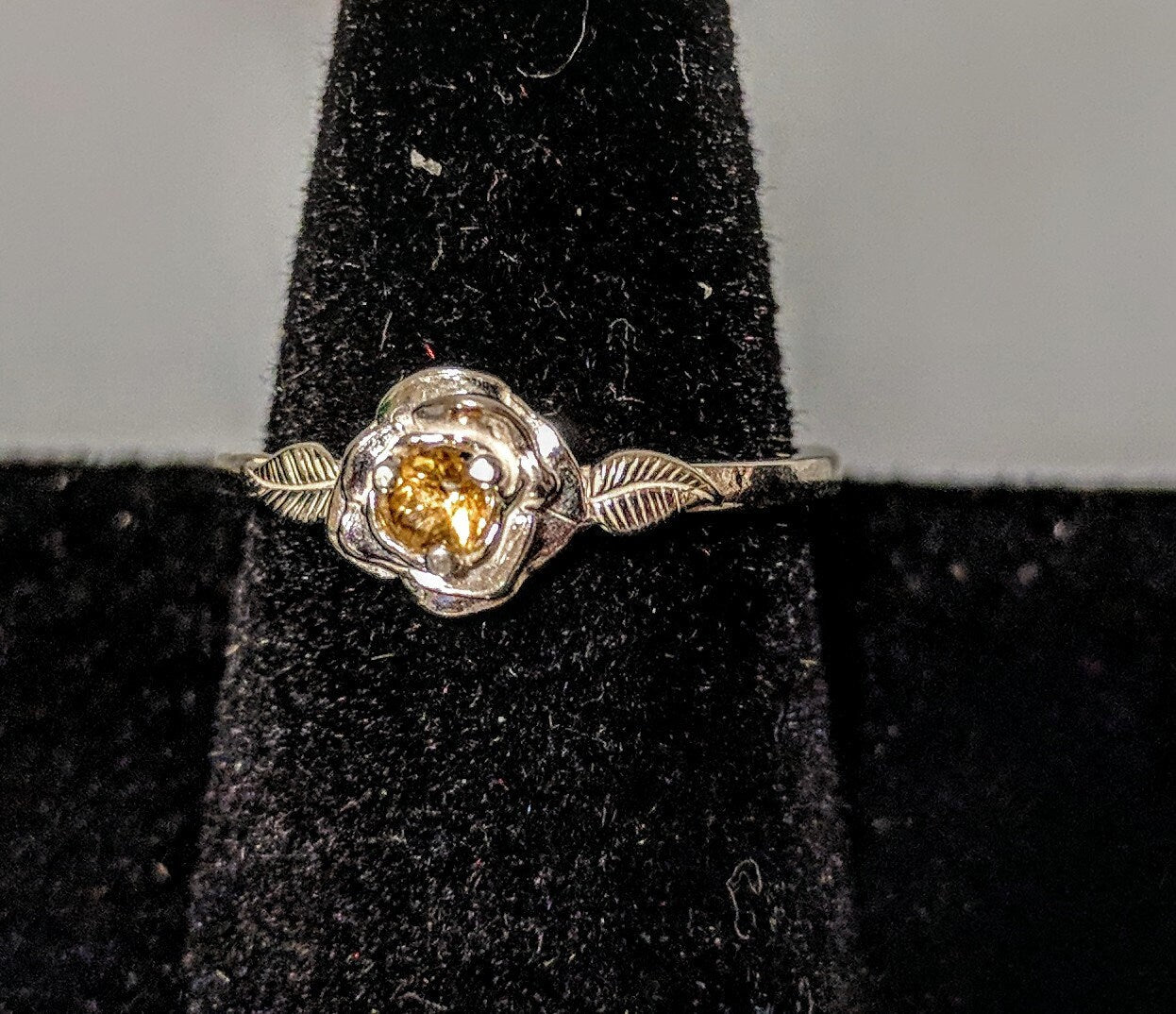 Solid Sterling Silver or 14K White/Yellow/Rose Gold Floral Rose with Leaves Ring - Natural Gemstone Promise Ring (Size 4-7) for Weddings, Anniversaries & Romantic Gifts