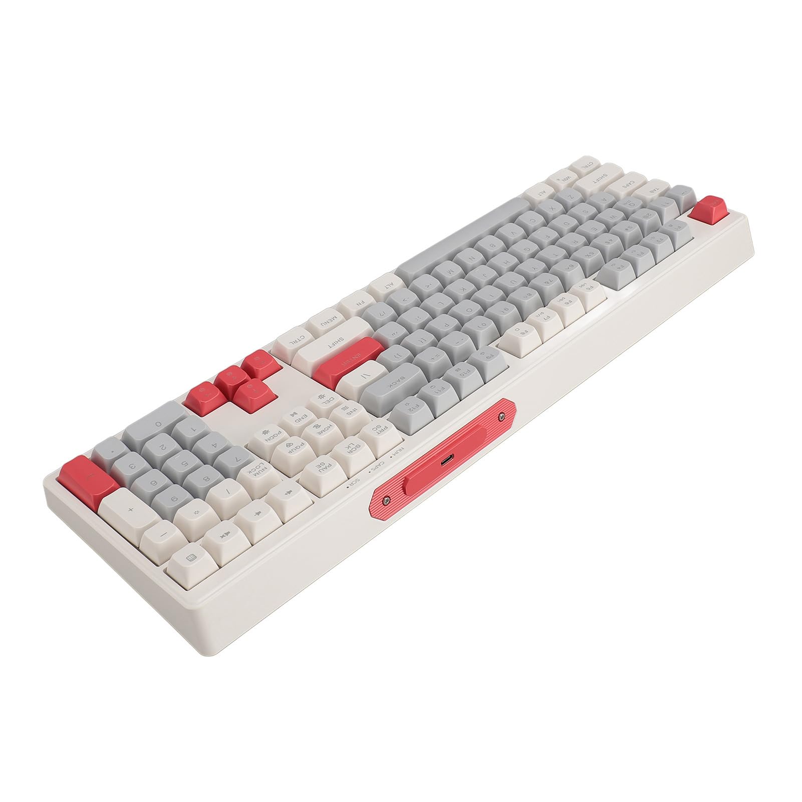 Yunseity RGB Backlit Wired Gaming Keyboard - 8 Color Light Modes, 108 Keys Mechanical Feel (Gray/White/Red) for PC, Laptop, Office & Home Gaming Setup