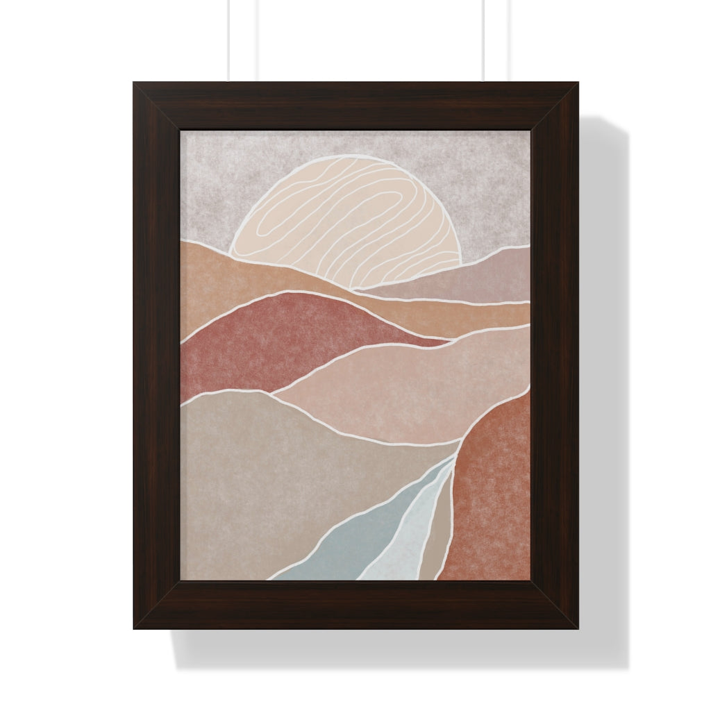 Modern Boho Landscape Framed Wall Art Print - Vertical Poster for Living Room, Bedroom & Office Decor