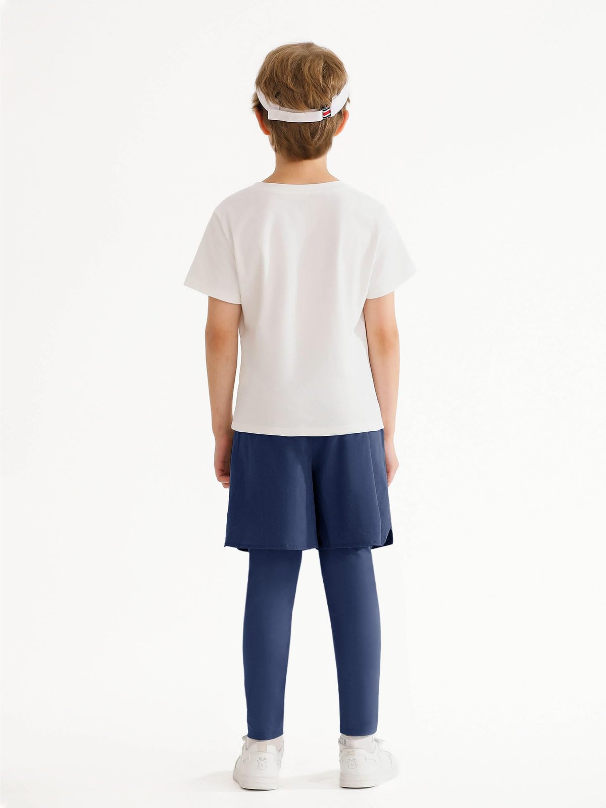 Haloumoning Boys 2-in-1 Athletic Leggings with Built-in Shorts & Pockets - Breathable Running Pants for Kids Ages 5-14 - Perfect for Sports, Gym, and Outdoor Activities