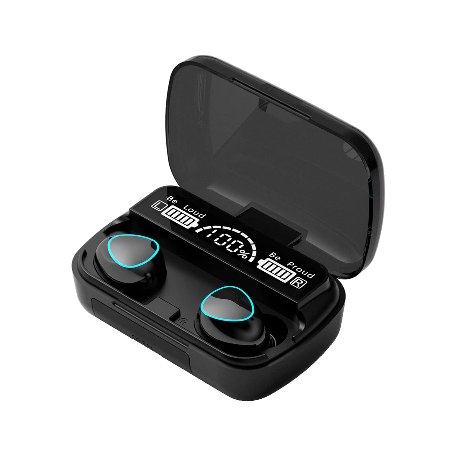 Folovn TWS True Wireless Bluetooth Earbuds - Fast Pair, Comfortable In-Ear Design, Hi-Fi Sound, Hands-Free Calls, Built-in Voice Assistant (Black) | Perfect for Gym, Running, Commuting & Workouts