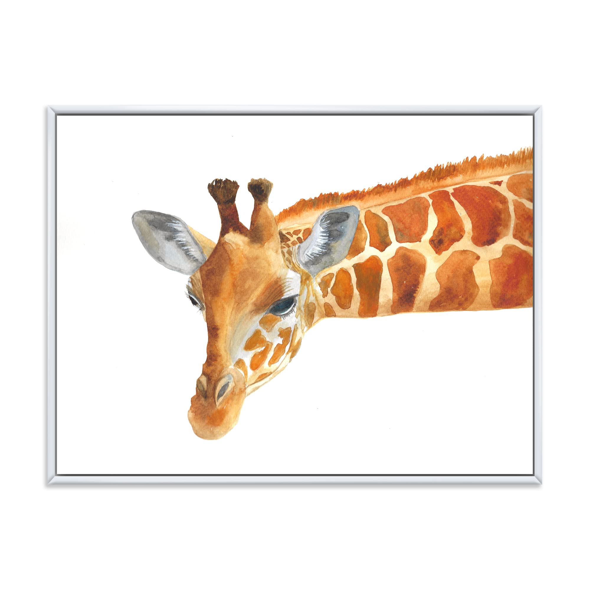 Portrait of A Giraffe IX - Farmhouse Framed Canvas Wall Art Print - Modern Home Decor for Living Room, Bedroom & Office