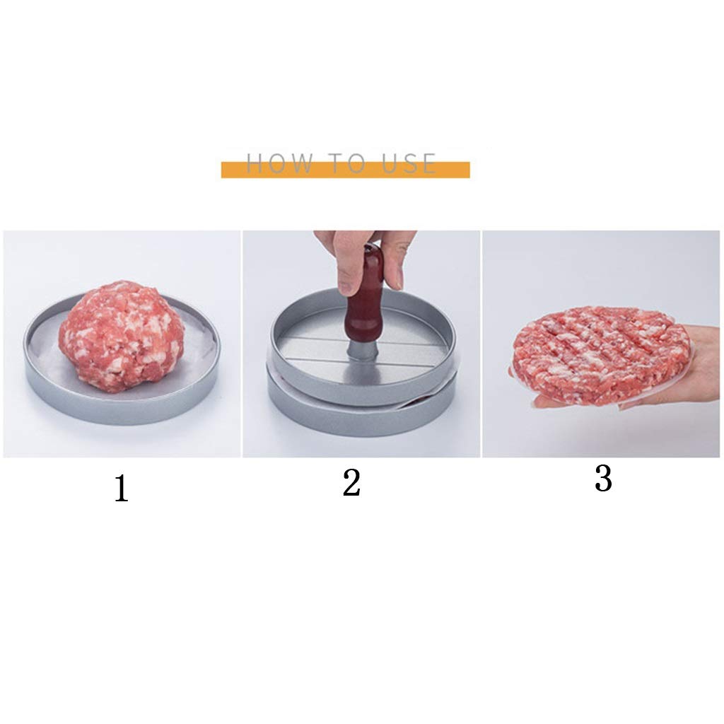 2 Pack Hamburger Press - Aluminum Patty Maker Mold with Non-Stick Surface & Detachable Handle | Includes 80 Wax Papers | Perfect for BBQ Grill, Backyard Cookouts, and Restaurant Burger Making