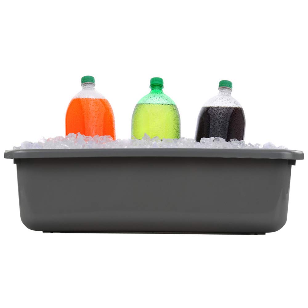4-Pack Grey Plastic Bus Tubs - 13L Commercial Tote Boxes for Restaurant, Kitchen & Food Service - Heavy Duty Dish Bins for Busy Cafes, Catering & Buffet Operations