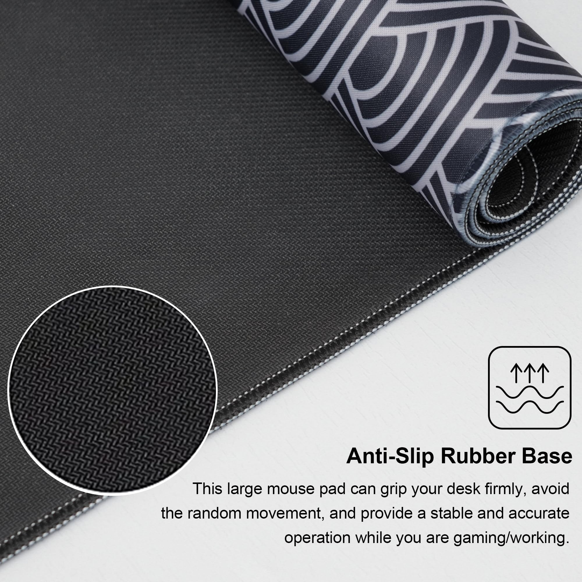 Extra Large Gaming Mouse Pad - XXL Non-Slip Desk Mat for Keyboard & Mouse | Waterproof Office Computer Accessories for PC/Laptop | Black & White Geometric Pattern | Perfect for Gamers, Programmers & Office Workers