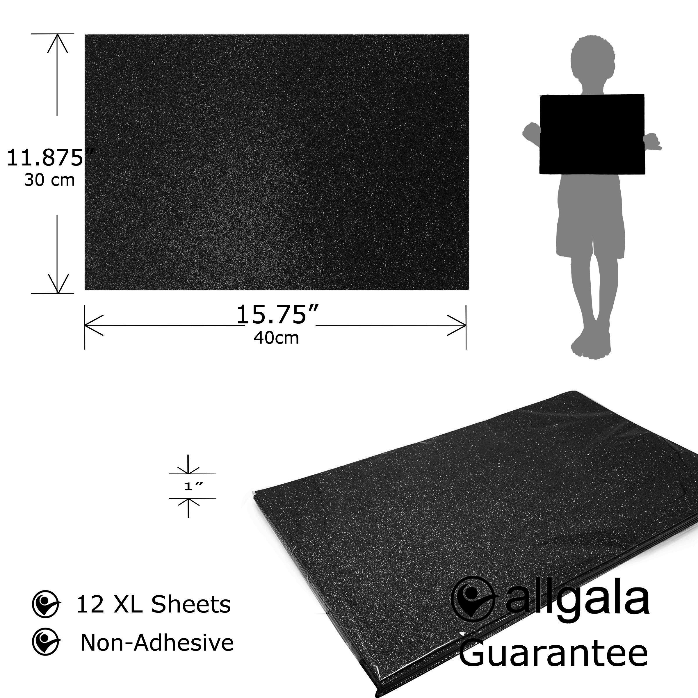 Allgala X-Large Glitter EVA Foam Sheets 12 Pack - 12x16 Inches (30x40cm) Black Paper Sheets for Arts & Crafts, DIY Projects, Classroom Supplies - Perfect for Scrapbooking, School Projects, Party Decorations and Home Decor