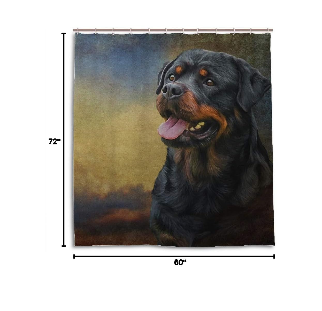 Waterproof Rottweiler Dog Shower Curtain with Hooks - 60x72 Inch Polyester Bathroom Decor for Pet Lovers | Perfect for Dog-Themed Bathrooms & Gifts