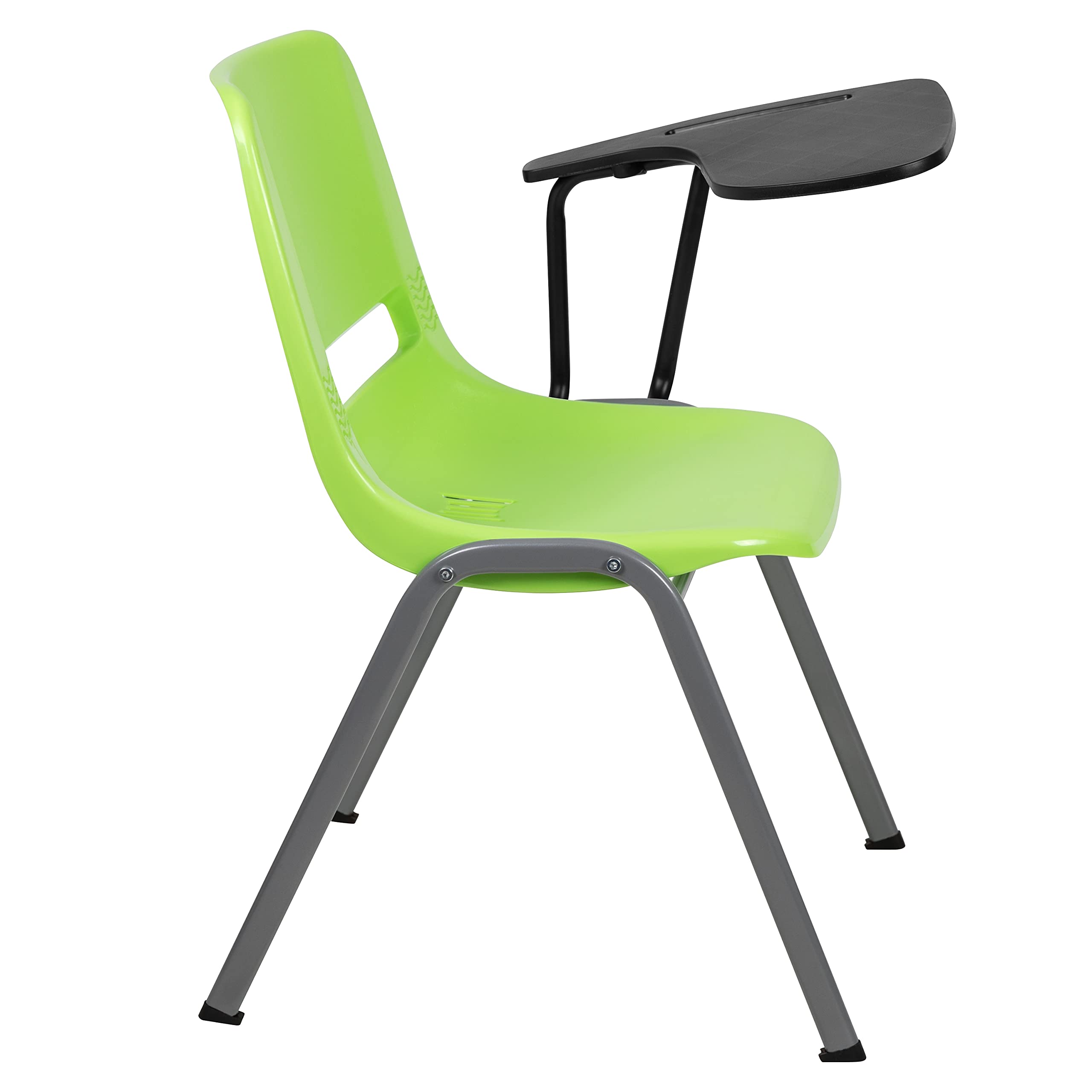 EMMA + OLIVER Green Ergonomic Shell Chair with Left-Handed Flip-Up Tablet Arm - Adjustable Office Desk Chair for Home & Workspace - Perfect for Studying, Working & Gaming
