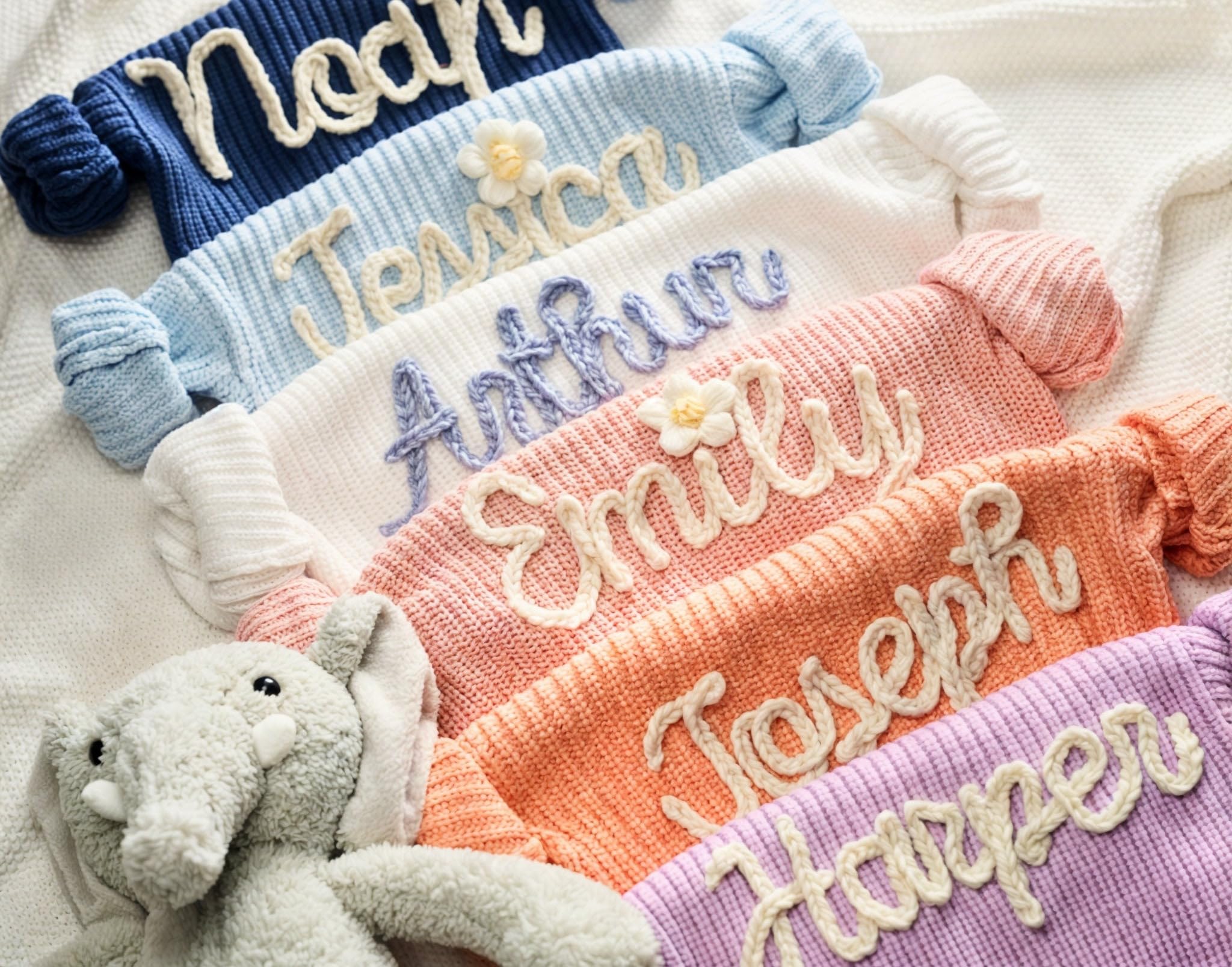 Custom Embroidered Personalized Baby Knit Sweater - Soft Newborn & Toddler Sweater for Boys & Girls | Perfect Baby Shower Gift & First Birthday Present for Sons & Daughters | Ideal for Family Photos, Holiday Outfits & Special Occasions