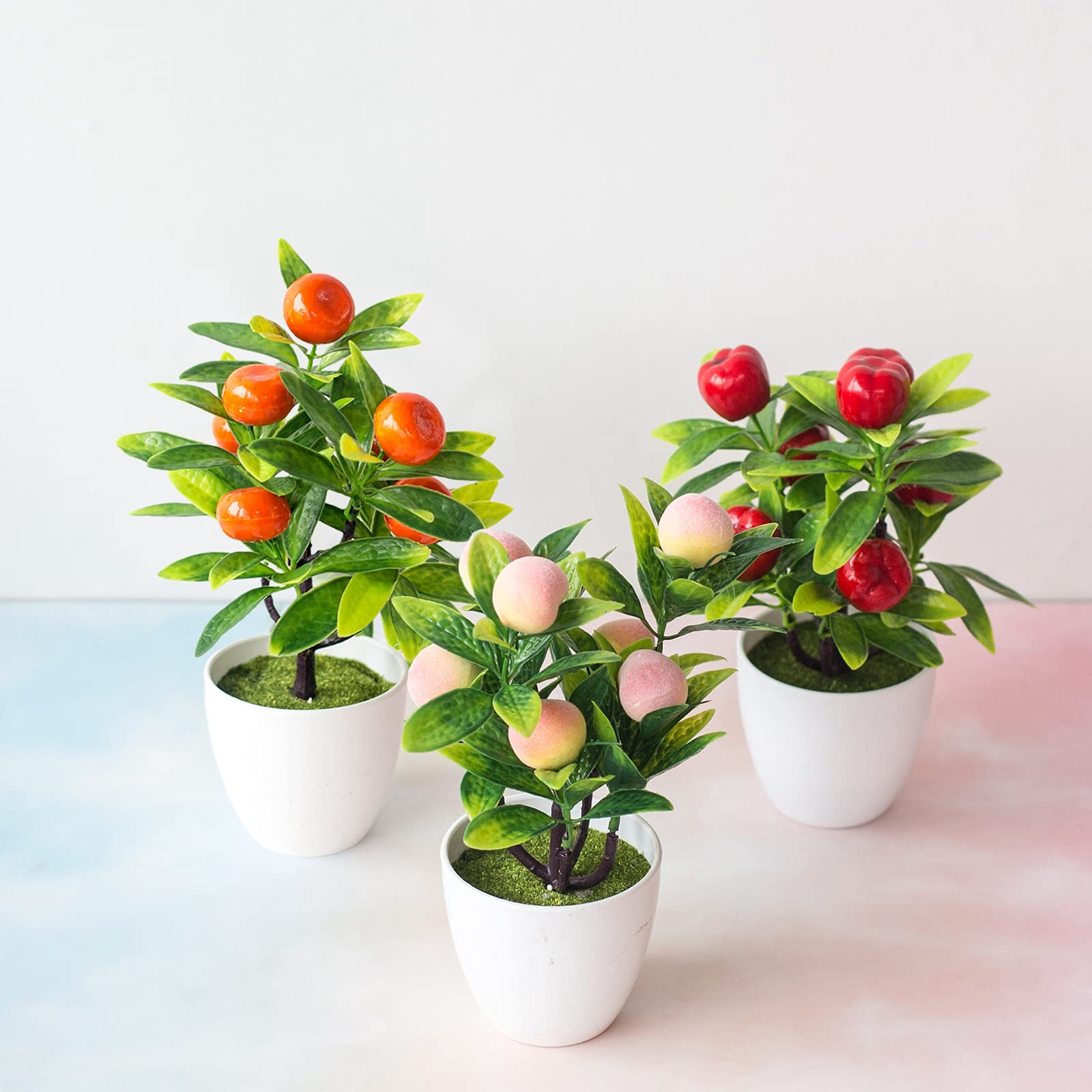 Artificial Apple Tree Potted Plant - Fake Plastic Fruit Tree Bonsai for Home Decor, Party & Living Room Tabletop Decoration | Perfect for Indoor Greenery, Wedding Centerpieces & Office Desk Decor