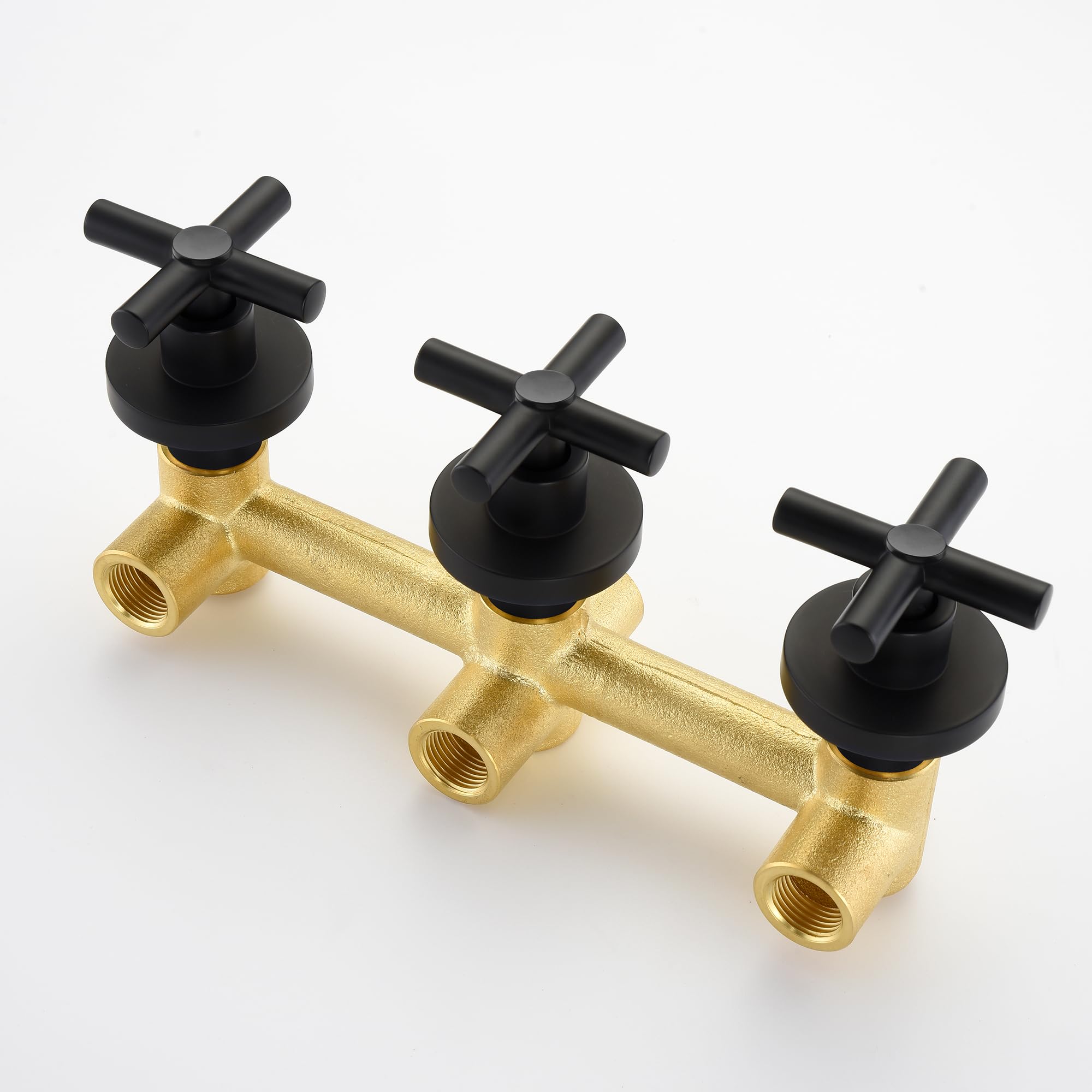 Sumerain Matte Black Wall Mount Bathtub Faucet with Hand Shower - 3 Handle High Flow Waterfall Tub Filler for Luxury Bathroom & Spa Experience | Durable Brass Construction | Perfect for Master Bathroom Renovation & Modern Home Decor