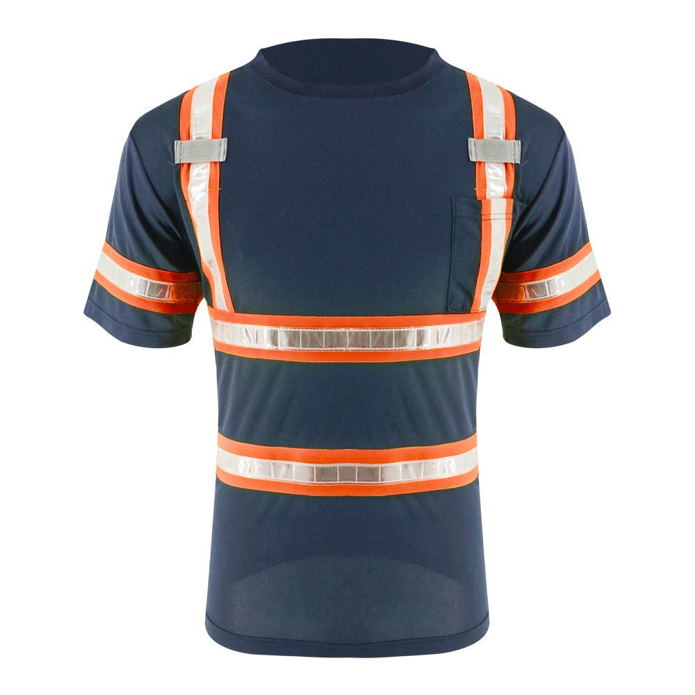 SMASYS High Visibility Reflective T-Shirts - ANSI Certified Short Sleeve Safety Shirts with Pockets & Reflective Tape for Men & Women - Perfect for Running, Cycling, Construction Work and Nighttime Outdoor Activities