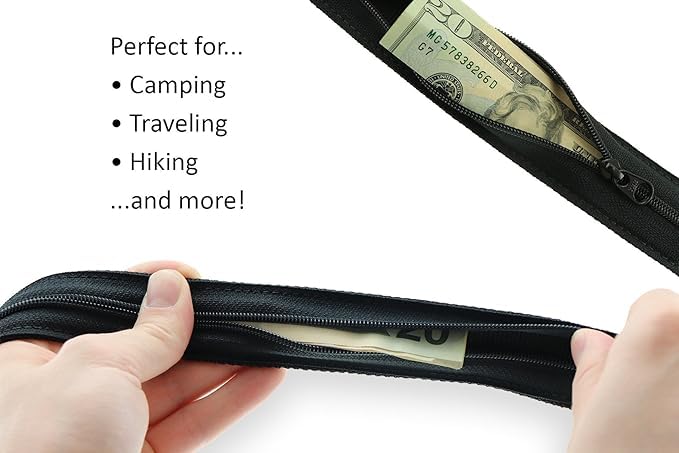 Thomas Bates Big and Tall Hiker Money Belt - Waterproof Travel Waist Pack for Hiking, Camping & Outdoor Adventures - Secure RFID Blocking Hidden Pouch for Passport, Cash & Essentials