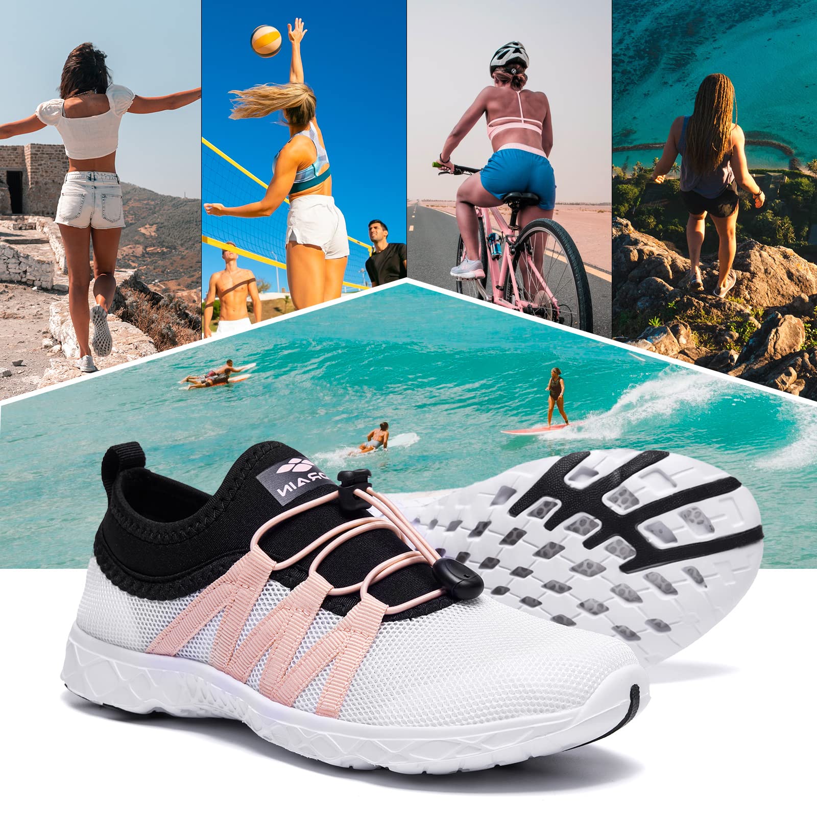 Aleader Women's Quick-Dry Mesh Slip-On Water Shoes for Beach, Pool, Yoga & Travel - Lightweight Aqua Shoes for Women