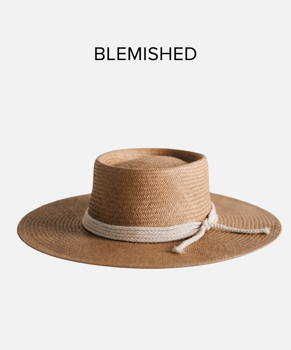 Bre Straw Pork Pie Hat - Natural BLEMISHED Vintage Style Fedora for Men & Women - Perfect for Jazz Festivals, Outdoor Events and Fashion Outfits