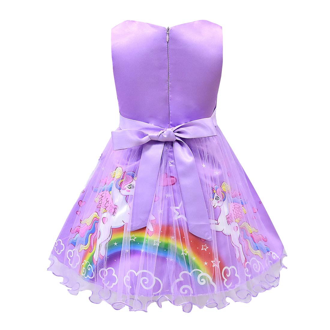 Rainbow Unicorn Princess Dress for Girls - Sparkly Tulle Birthday Party Costume in Pink & Purple | Perfect for Fairy Tale Themed Parties, Dress-Up Play & Special Occasions