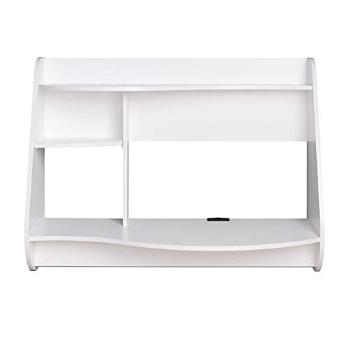Pemberly Row White Wall-Mounted Floating Desk with Storage Shelf - Space Saving Computer Workstation for Home Office, Small Apartment & Dorm Room