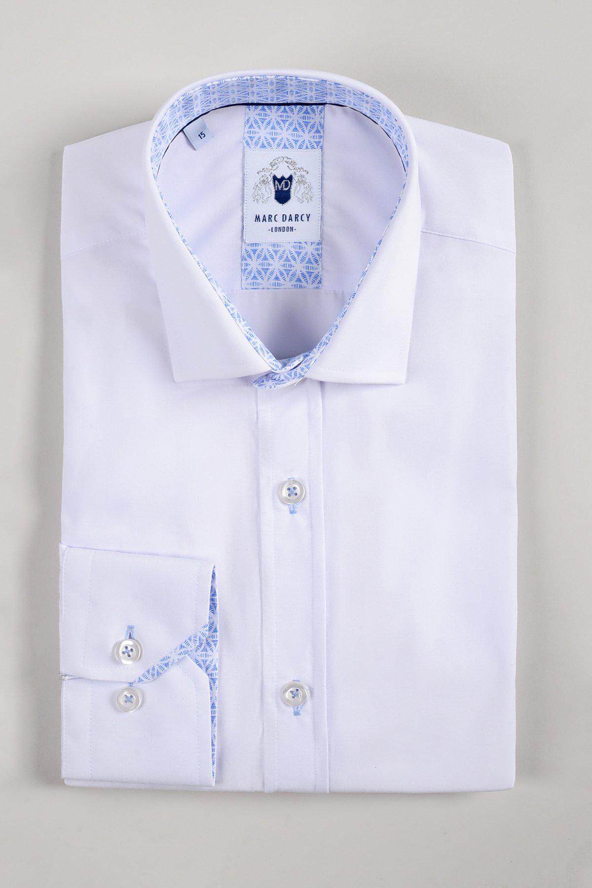 SERGIO Men's White Long Sleeve Dress Shirt - Slim Fit Formal Business Shirt for Office, Wedding & Special Occasions