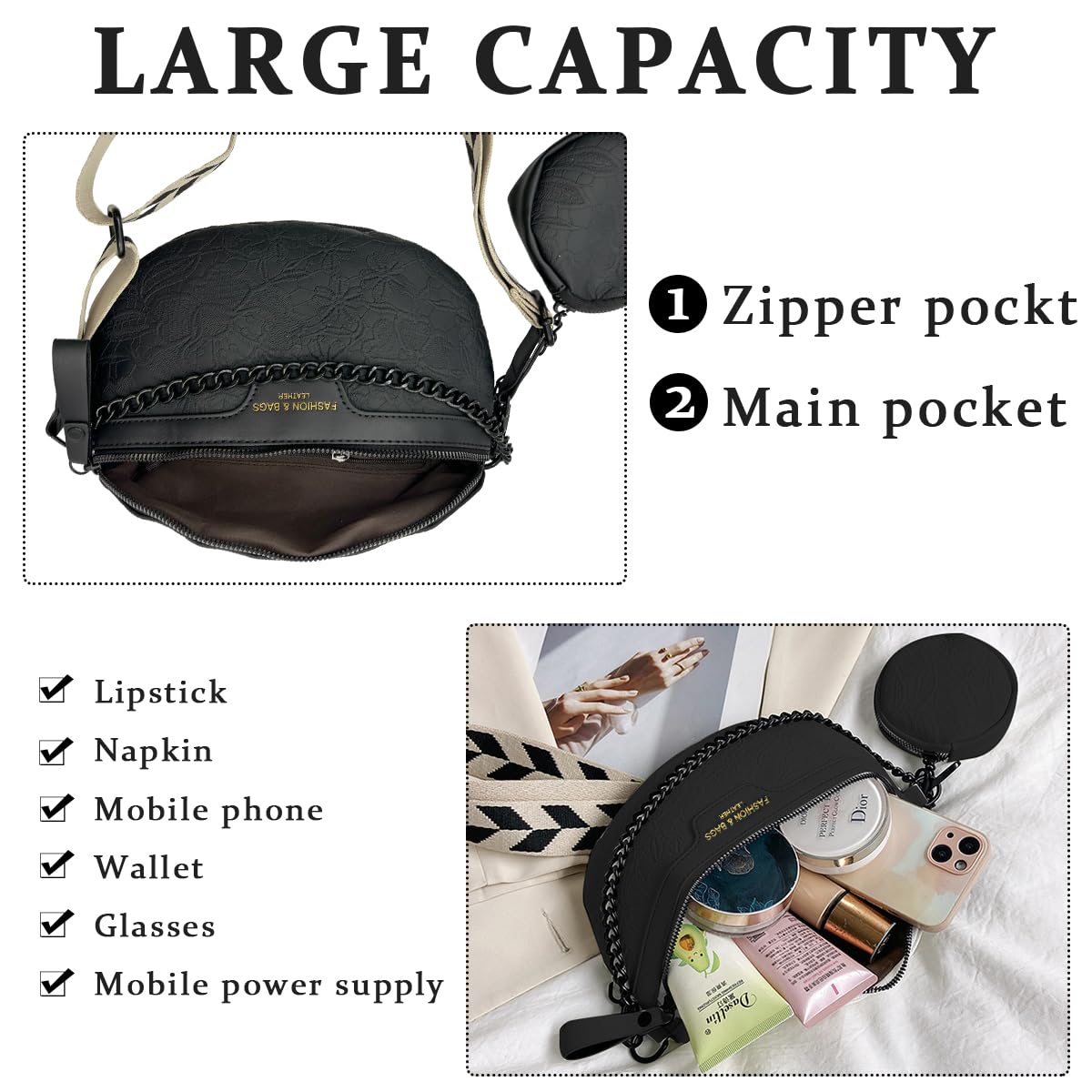 PALAY® Women's Sling Bag & Coin Purse Set - Fashionable PU Leather Shoulder Bag with Chain Strap, Crossbody Phone Bag for Daily Use | Perfect for Shopping, Travel & Casual Outings