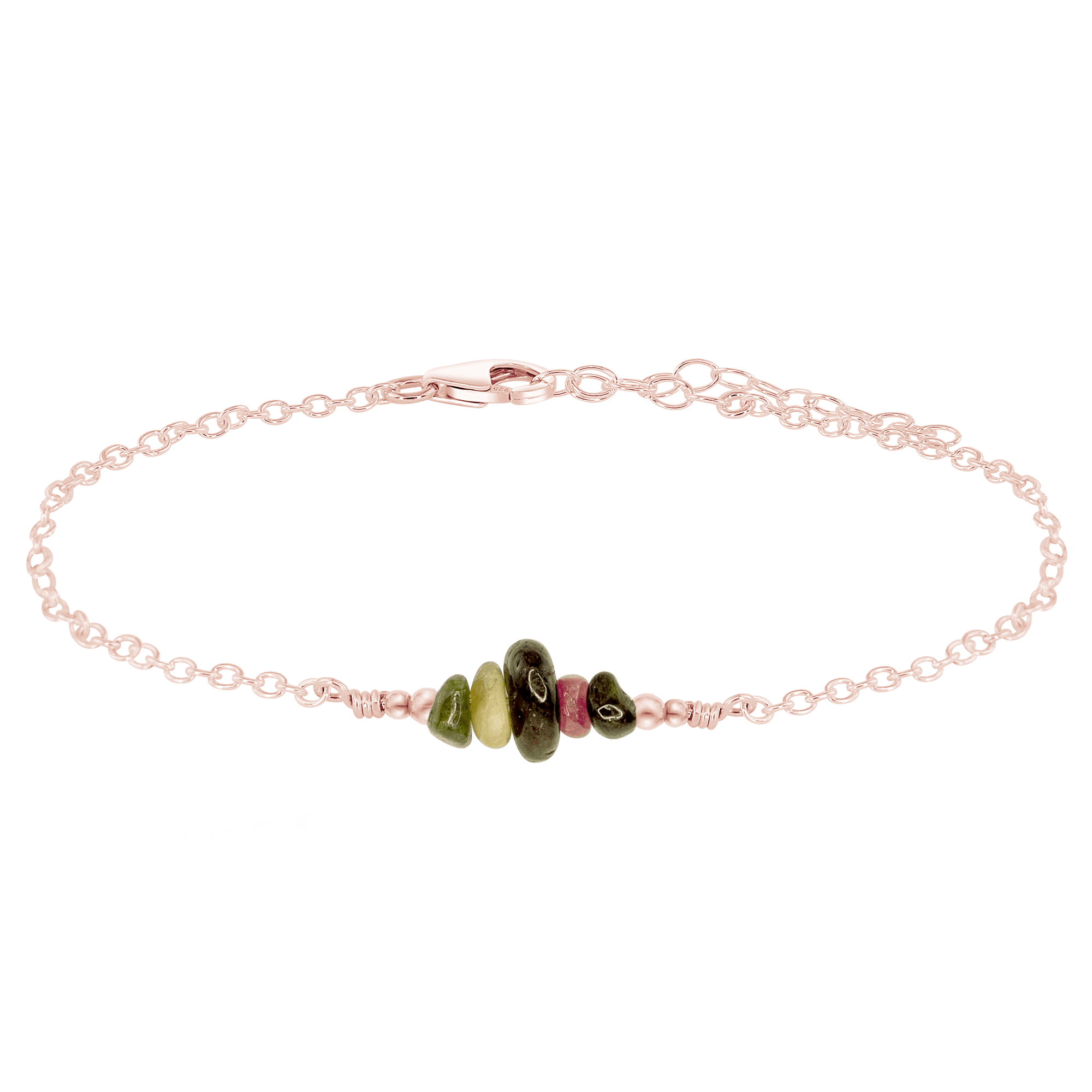 Natural Tourmaline Chip Bead Bar Anklet Bracelet for Women - Adjustable Healing Crystal Jewelry for Yoga, Meditation & Positive Energy