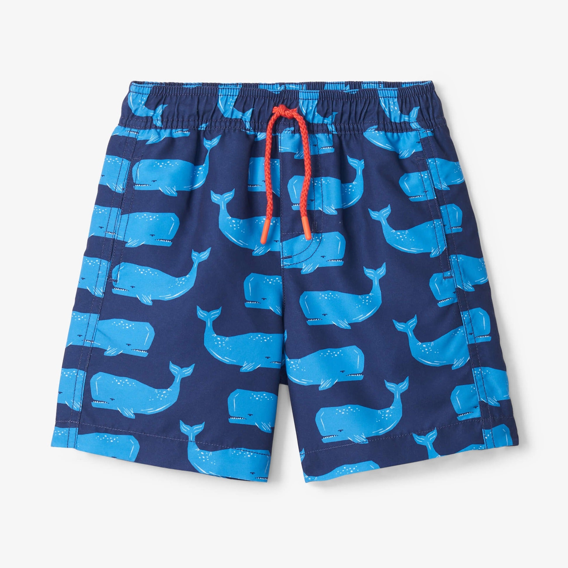 Hatley Block Whales Swim Trunks for Boys - Quick Dry Swim Shorts with UPF 50+ Sun Protection - Perfect for Beach, Pool, and Summer Water Activities