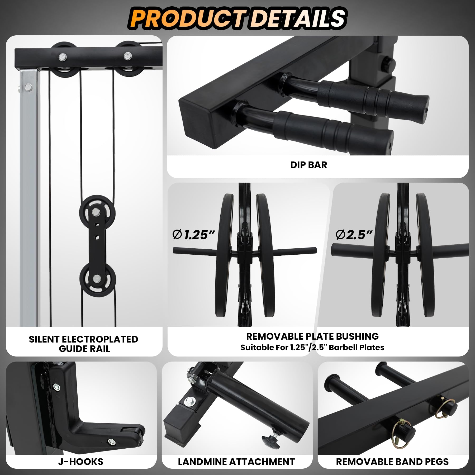1600LBS Power Cage Squat Rack with Dip Bar & Cable Pulley System - Heavy Duty Stainless Steel Home Gym Equipment for Weight Training, Strength Workouts & CrossFit - Perfect for Garage Gym & Home Fitness