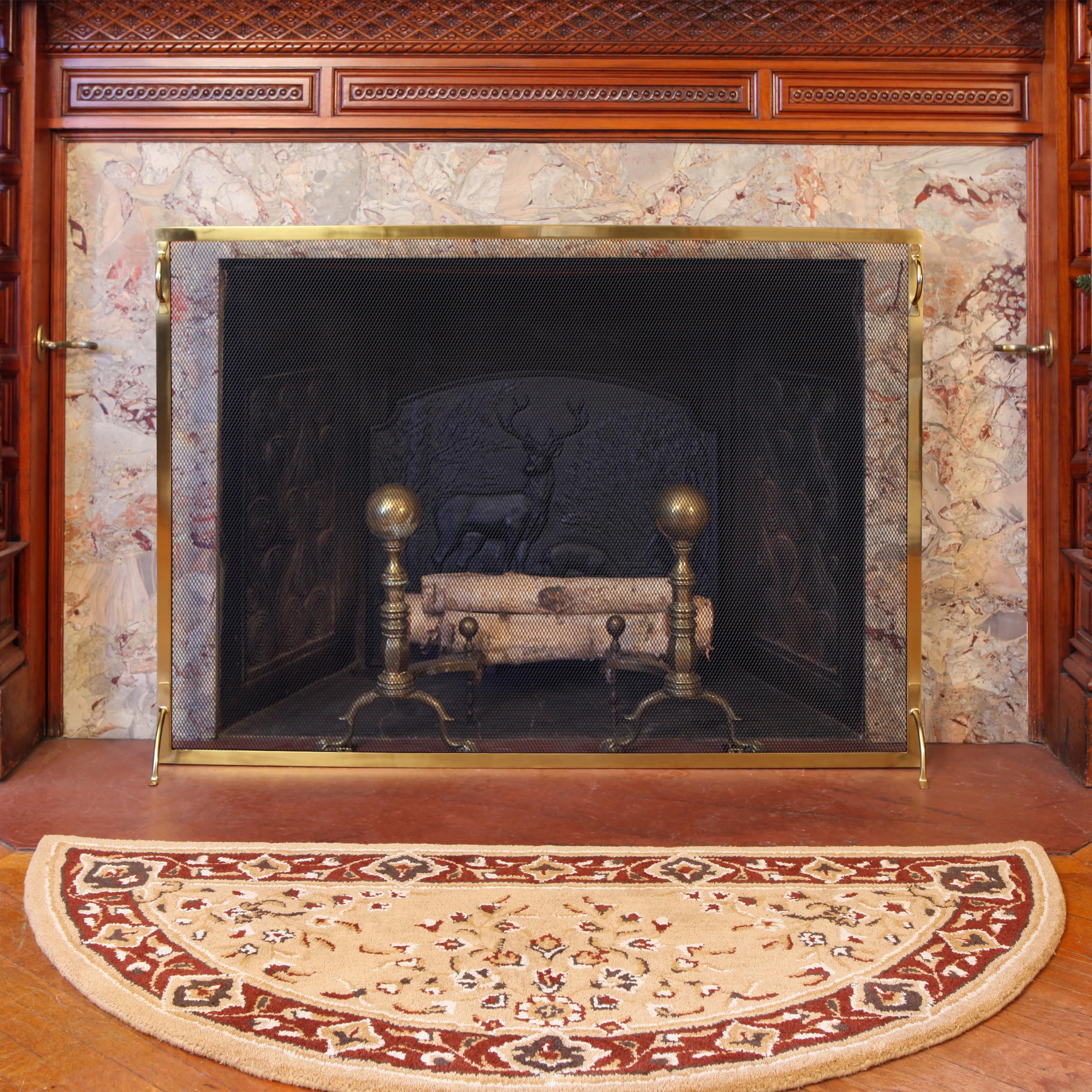 Black Deer Fireback - Decorative Fireplace Back Panel for Rustic & Traditional Home Decor - Perfect for Living Room, Cabin, or Lodge Fireplace Enhancement