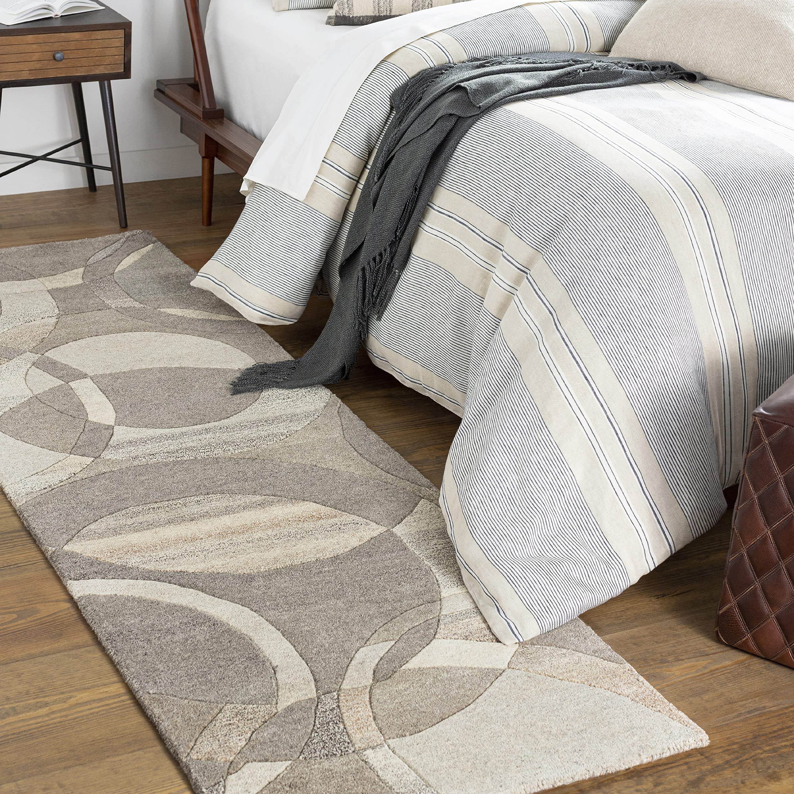Mark&Day Modern Dark Brown Runner Area Rug 3x12 - Soft Beige Carpet for Hallway, Bedroom, Kitchen - Non-Slip Floor Mat for High Traffic Areas & Home Decor
