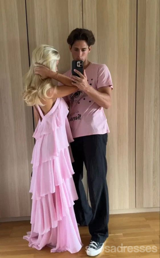 Elegant Pink A-Line Halter Maxi Long Party Prom Dresses for Women - Formal Evening Gown for Homecoming, Wedding, Ball & Special Occasions