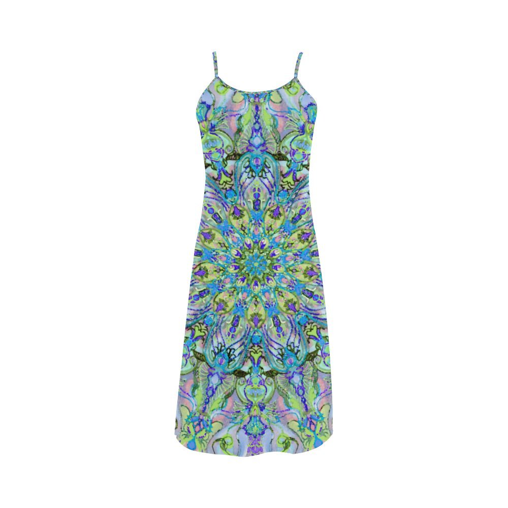 Custom Mandala Slip Dress - Boho Floral Print Satin Nightgown & Loungewear for Women | Perfect for Date Nights, Vacations & Sleepwear