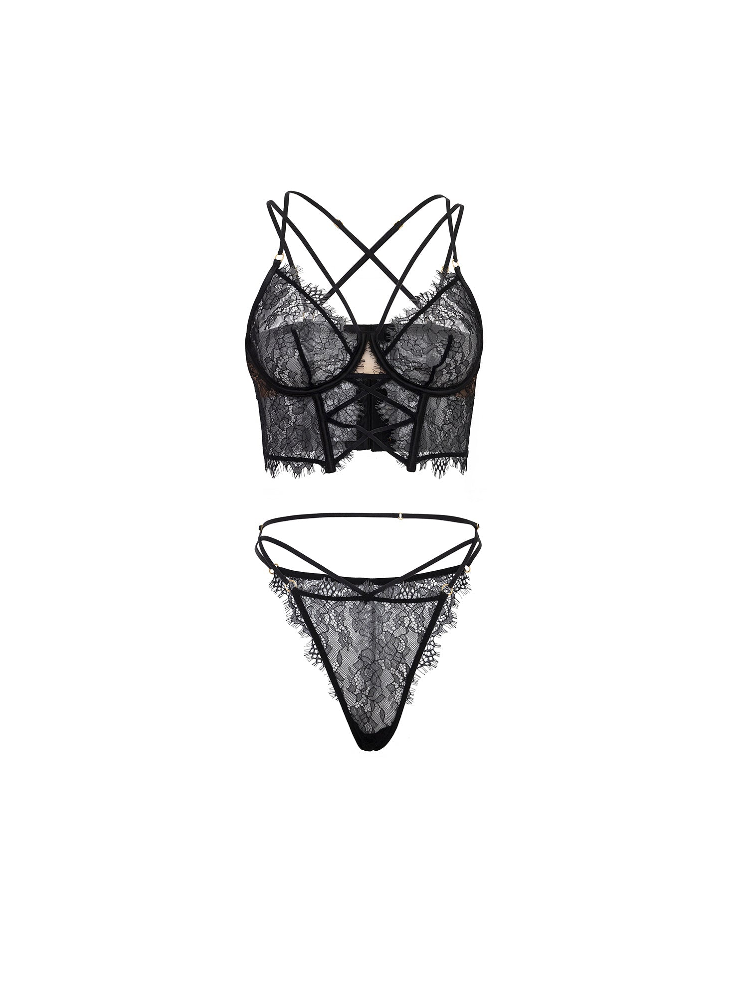 Indie Sheer Bustier Bra Set - Lace Lingerie for Women, Sexy Push Up Underwear with Adjustable Straps | Perfect for Valentine's Day, Bridal Shower & Romantic Nights