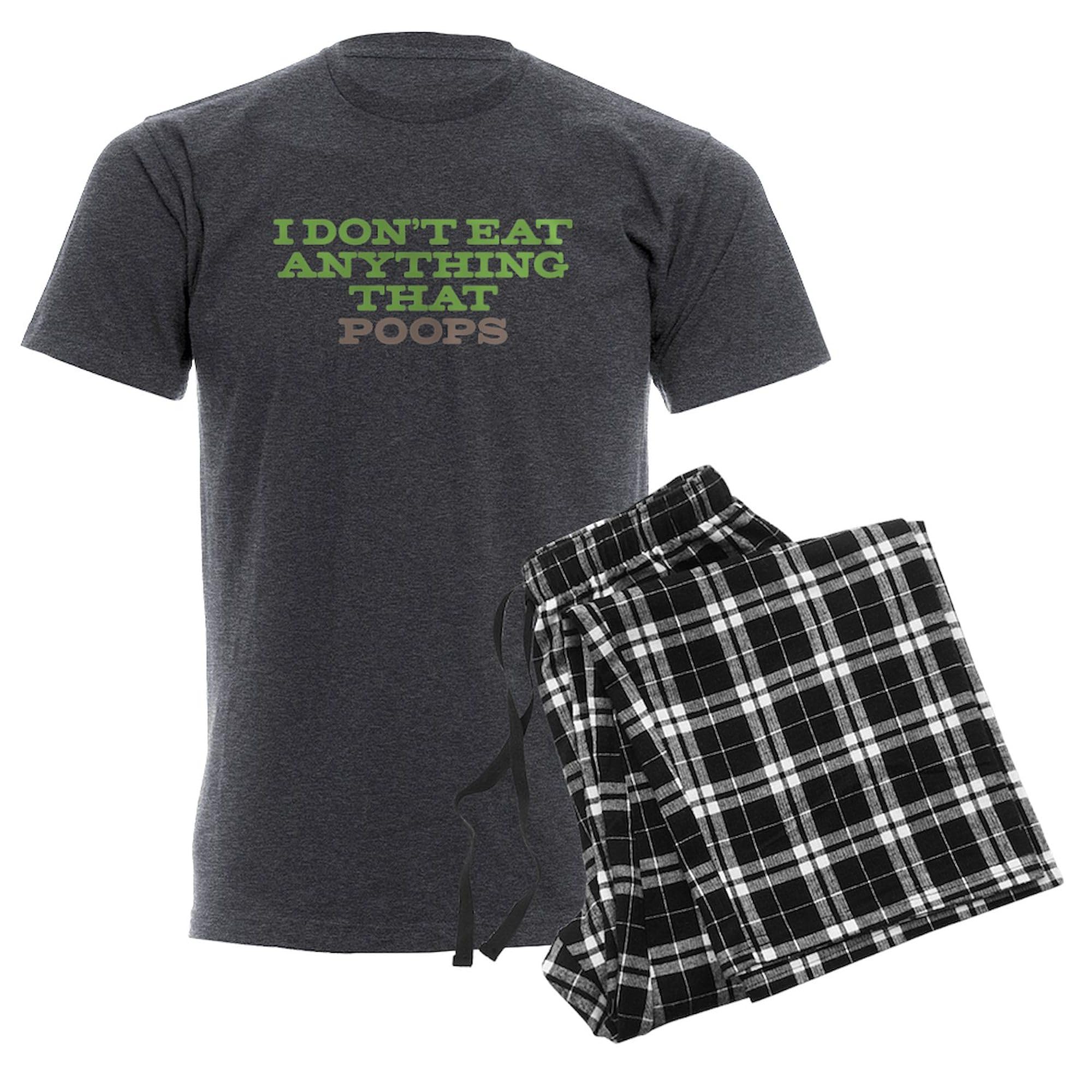 Funny Men's Charcoal Pajamas - Don't Eat Anything That Poops Novelty Sleepwear | Comfortable Cotton Lounge Pajama Set for Relaxing at Home, Gag Gift for Husband or Boyfriend