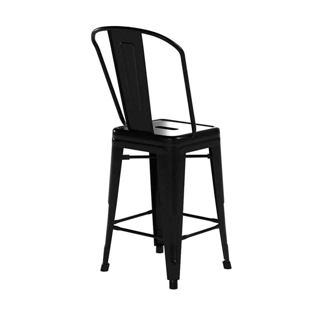 4-Pack Metal Bar Stools Set - 30 Inch Counter Height, Industrial Stackable Bar Chairs for Kitchen, Dining Room & Cafe - Black (Perfect for Bistro, Home Bar & Restaurant Use)