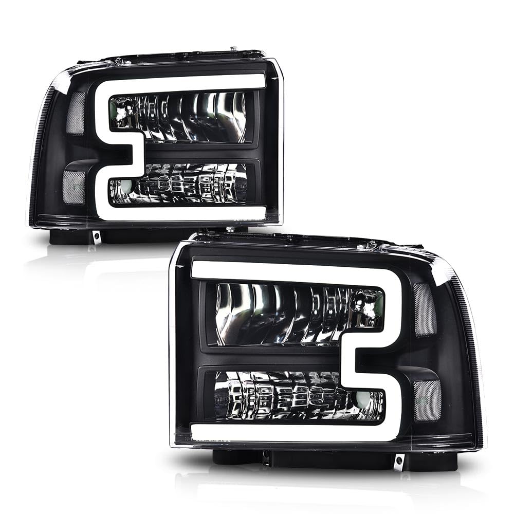 Ford F250 F350 LED DRL Bar Headlights - 2005-2007 Super Duty & Excursion - Chrome Housing for Off-Road & Night Driving