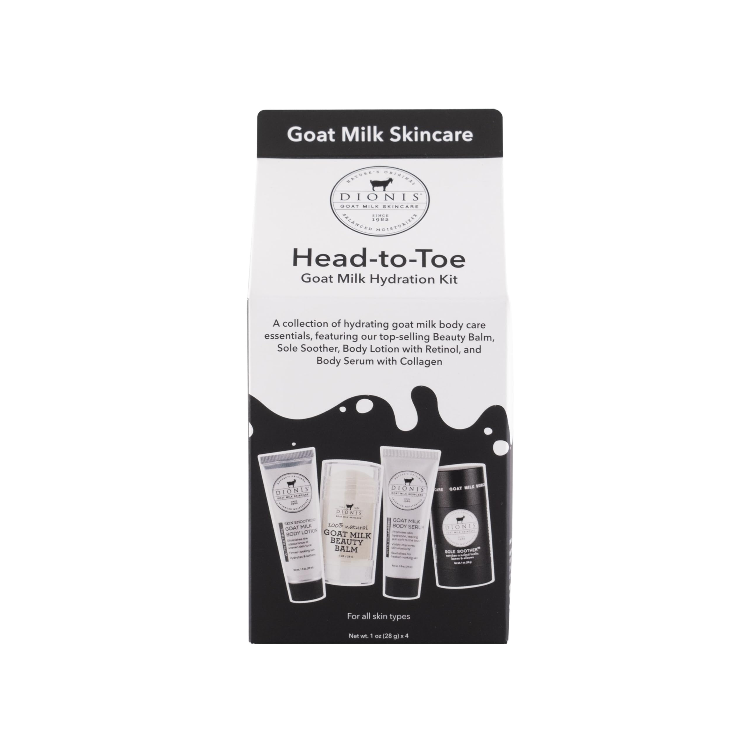 Dionis Goat Milk Skincare Core Collection Starter Set & Hydration Kit - Moisturizing Face & Body Lotion for Dry Skin - Perfect for Daily Skincare Routine & Travel Essentials