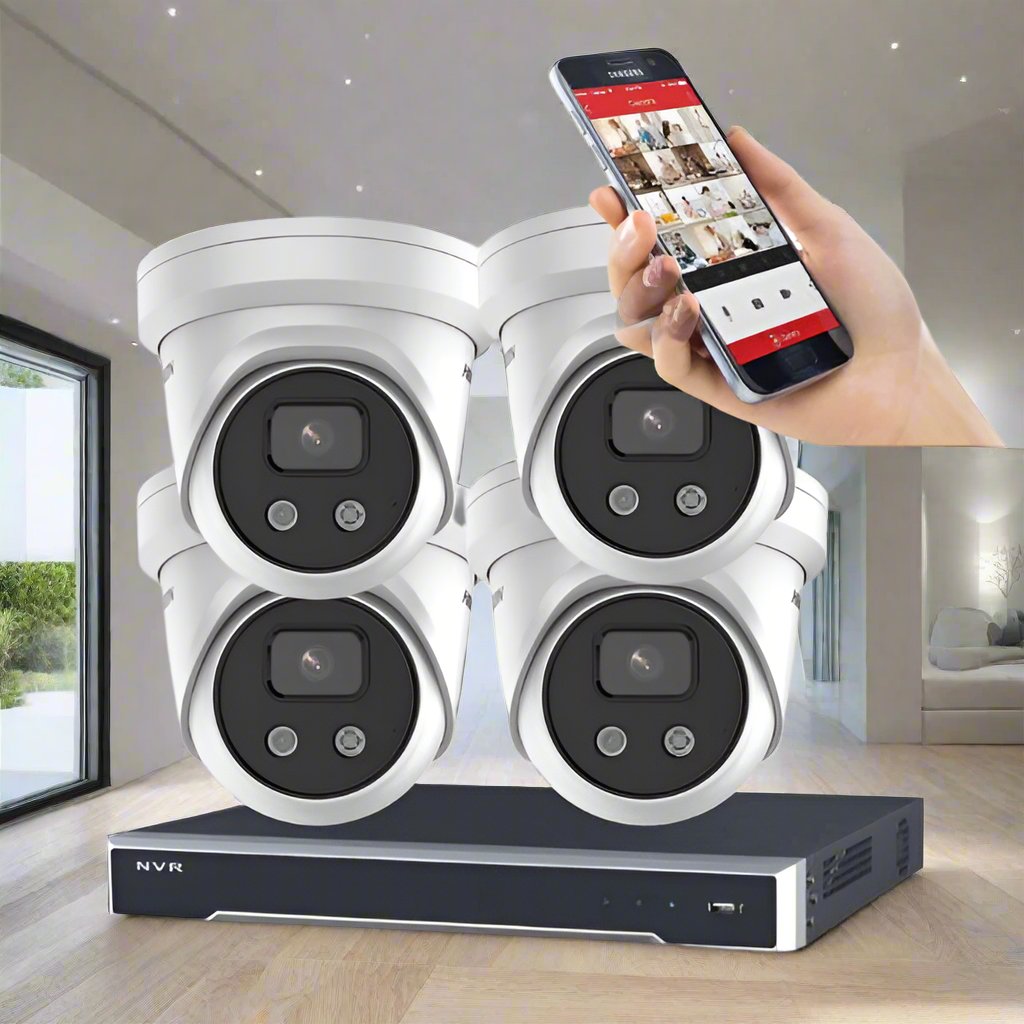 Hikvision 4MP ColorVu CCTV Security Camera System - 4 Turret Cameras & 4CH NVR with 4TB HDD - 24/7 Color Night Vision for Home & Business Surveillance