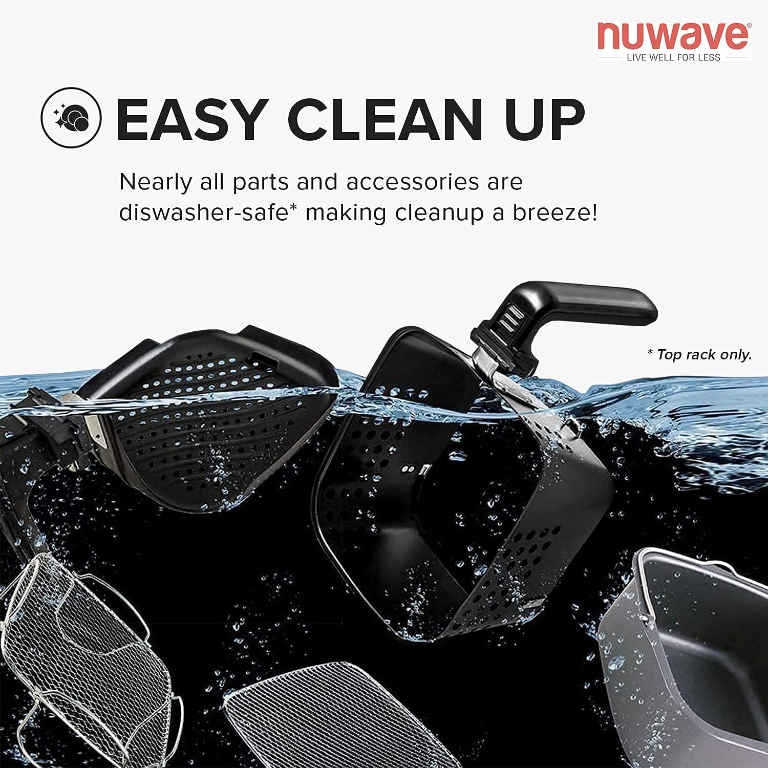 NUWAVE Brio 7-in-1 Air Fryer Oven with Digital Controls - 7.25 Quart Capacity, Non-Stick Basket & Reversible Rack - Perfect for Healthy Cooking, Baking, Roasting & Reheating Food - Ideal for Family Meals & Quick Snacks