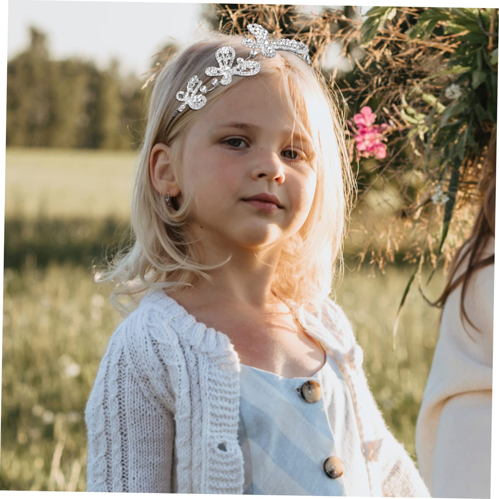 POPETPOP Butterfly Rhinestone Tiara - Crystal Princess Headband for Girls | Flower Girl Hair Jewelry | Wedding Party Accessories | Alloy Hair Hoop with Rhinestones for Birthday, Pageant, and Special Occasions